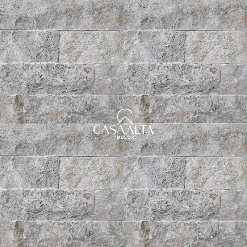 TRAVERTINO - ROCKFACE PLATINUM SILVER <br> 10cm x free ou free 10 <br> (valor por m²)